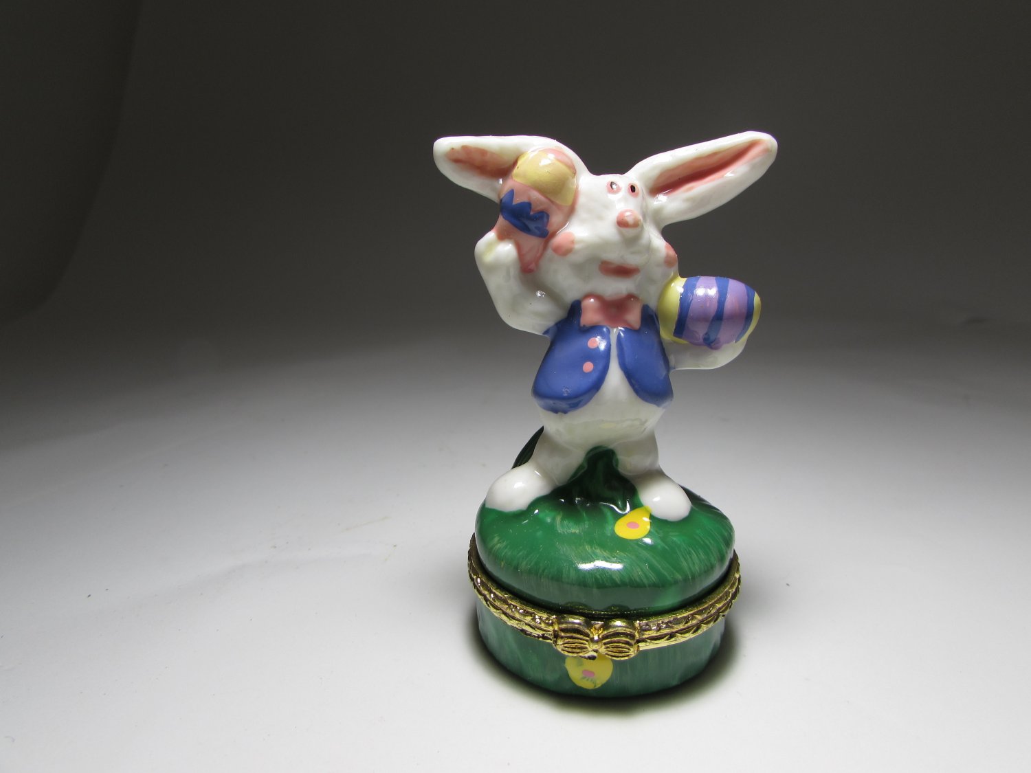 The Easter Bunny Rabbit Juggling His Eggs Ceramic Trinket Box