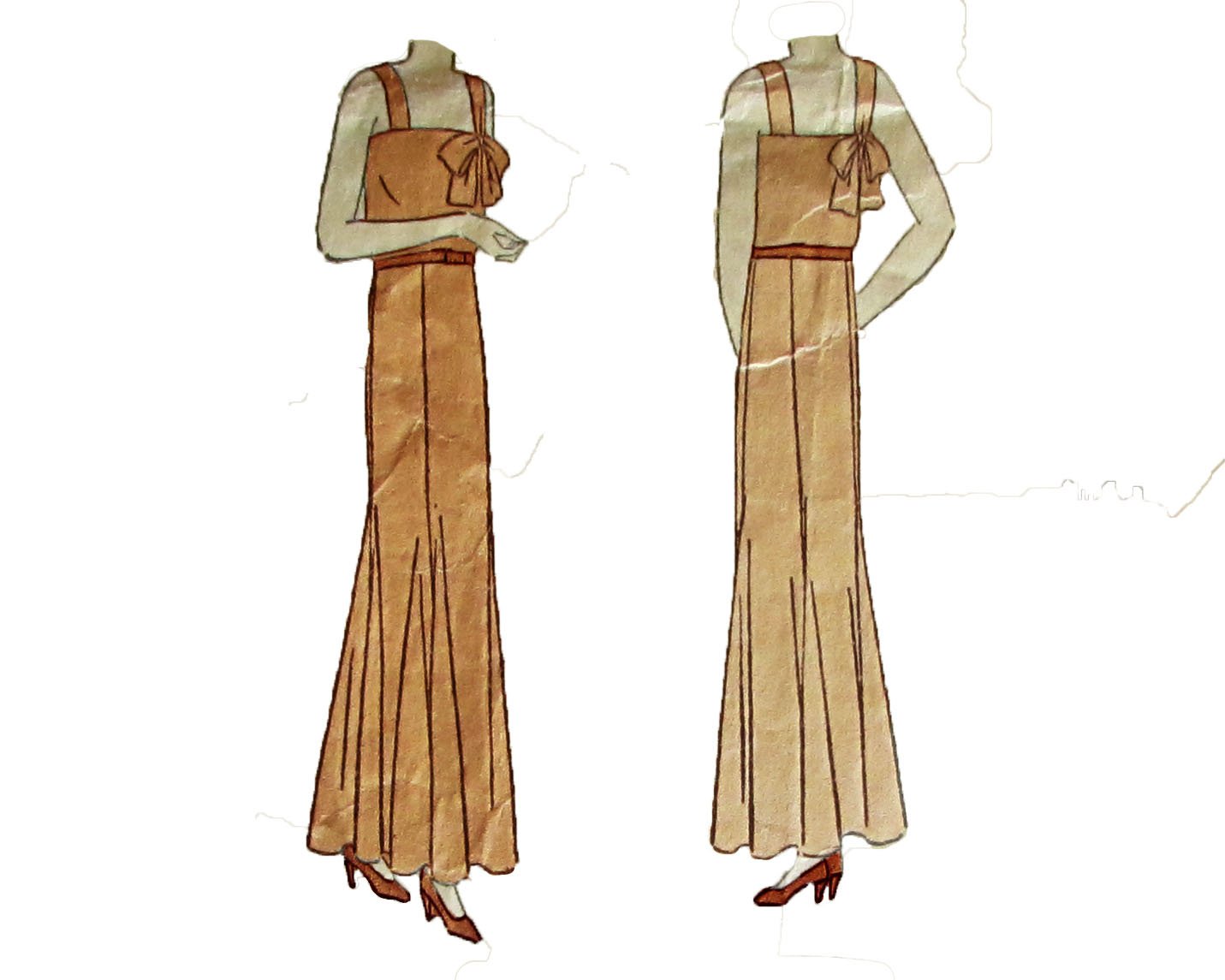 Vogue Pattern 5208 One Piece Sleeveless Evening Frock Vintage 1930 Bust 32 Hip 35