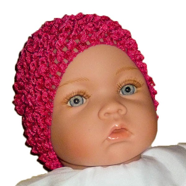 Hot Pink Beanie Waffle Crochet Baby Hat, How Darling