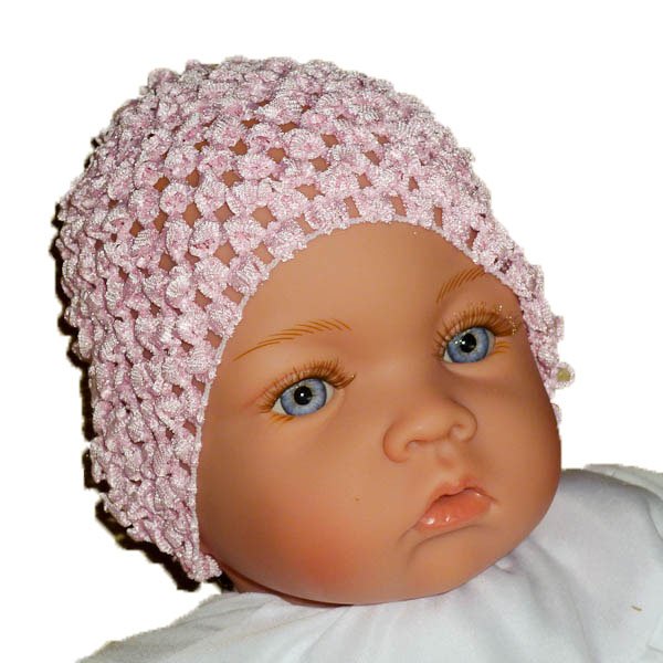 Pale Pink Beanie Waffle Crochet Baby Hat, Darling