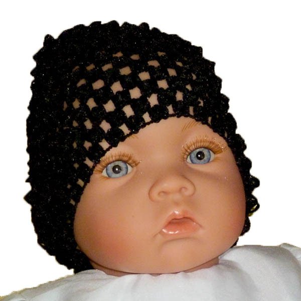 Black Beanie Waffle Crochet Baby Hat How Darling