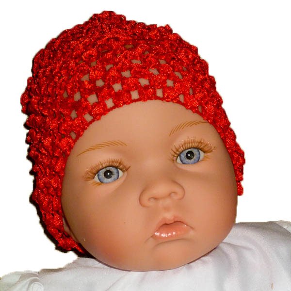 Red Beanie Waffle Crochet Baby Hat, Darling