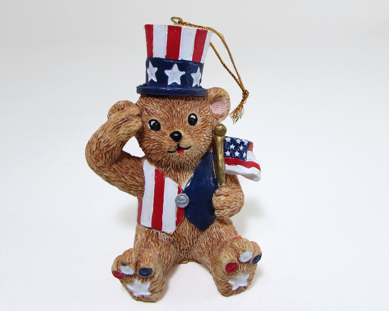 Claire's Patriotic Uncle Sam Bear Ornament Dressed in Red White Blue 1997