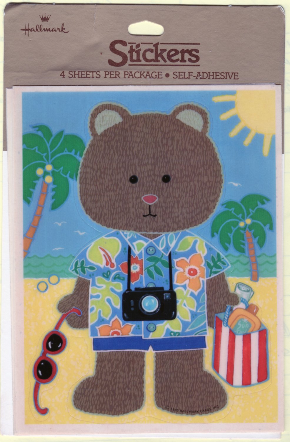 Hallmark Vacation Teddy Bear Sticker Self Adhesive 1 Sheet