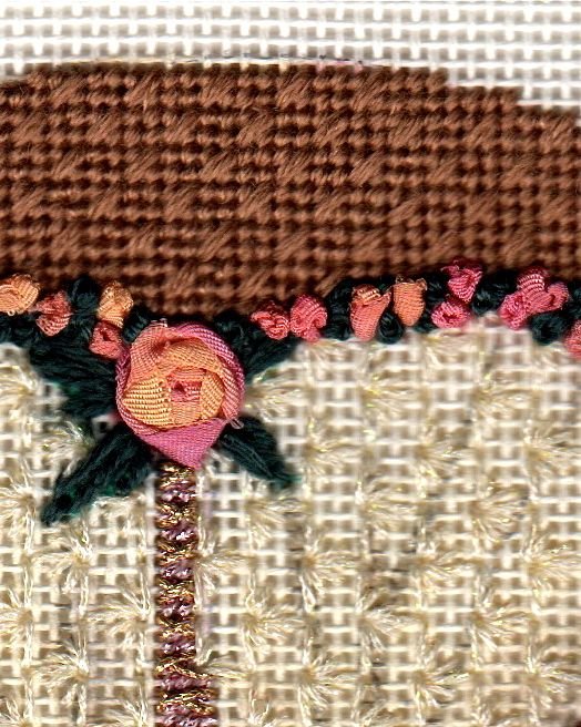Naughty Satin Rose Corset Completed Needlepoint