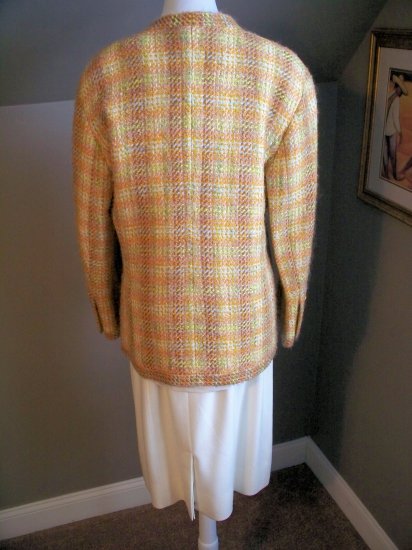 CHANEL MULTI COLORED TWEED WOMANS SUIT, SIZE 42