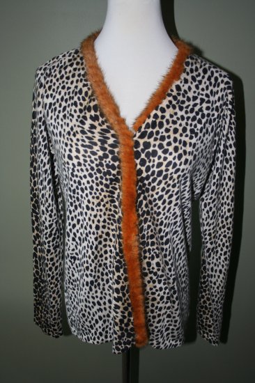 WOMANS MARIA DI RIPABIANCA SHIRT, ORANGE MINK TRIM