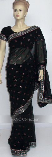 Item#SR1019 Black jorjet saree (WAS-$140, NOW-$99)