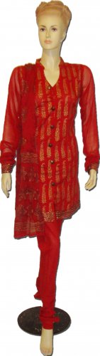 Item#ED1029 Red and Golden block salwar kameez