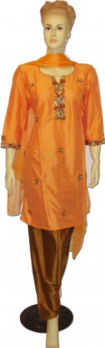 Item#CT1080 Peach color chosha silk salwar kameez
