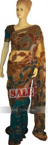 Item#SR1026 Teal and brown color shaded saree (WAS-$170, NOW-$99)