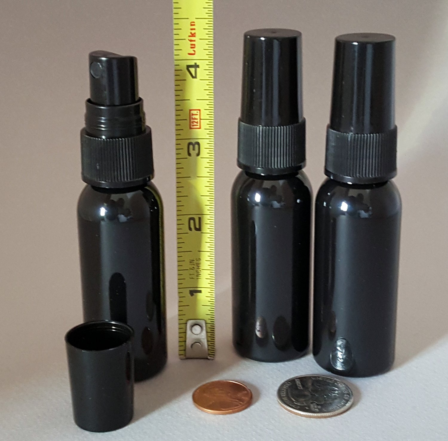 7 All Black BPA-free PET 1oz 30ml Plastic Spray Bottles for Travel or Purse
