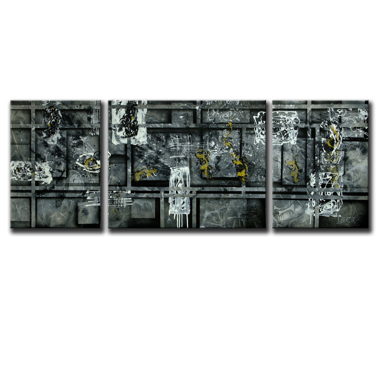 Abstract large painting original black white