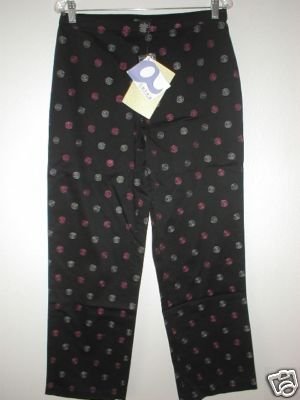 DIALOGUE Stretch Cotton Sateen Pant Black Pink 14 L LRG