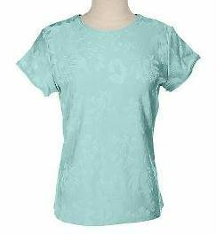 DIALOGUE Knit Floral Short Sleeve Top Shirt SM S White