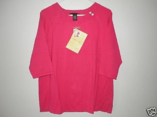 DIALOGUE Stretch Silk Blend 3/4 Sleeve Sweater MED M