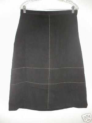 NINA LEONARD Moleskin Contrast Stitch Skirt LRG L 14