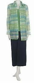CITIKNITS Sheer Stripe Shirt Tank Top Crop Pants SMALL S QVC