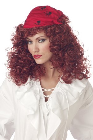 Auburn Pirate Wig with Bandanna Costume Wig