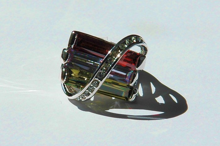 Cubic Zirconia Multi-colored Fashion Ring, size 7/8
