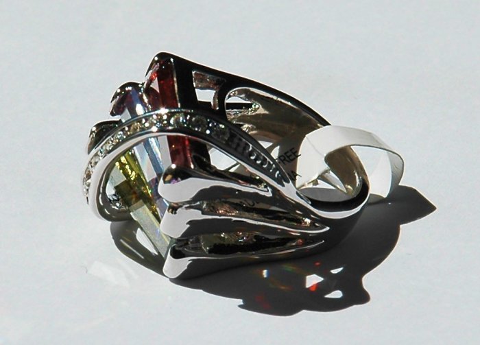 Cubic Zirconia Multi-colored Fashion Ring, size 8