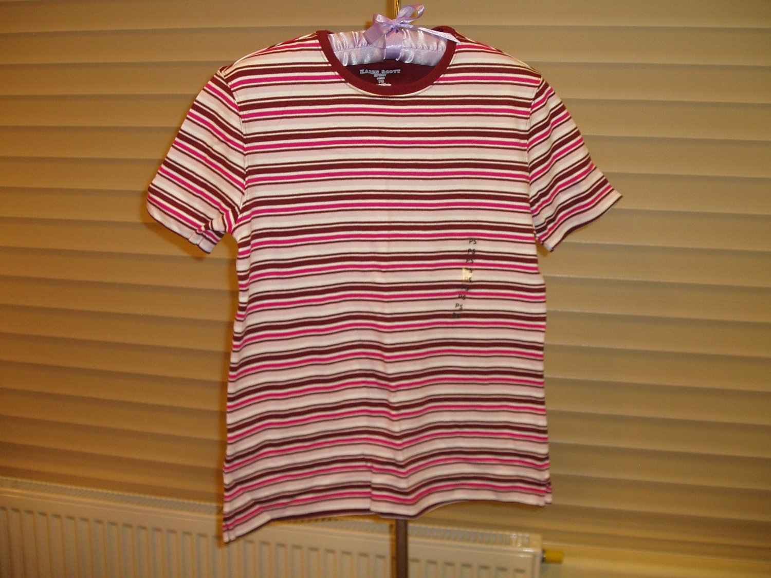 Multi-colored Karen Scott Sport T-shirt with stripes, size Petite Small, PS