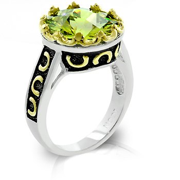 Cubic Zirconia Fashion Ring in Green/Olive, size 8