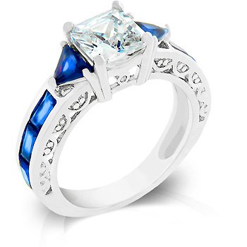 Cubic Zirconia Fashion Ring in light Blue, size 8