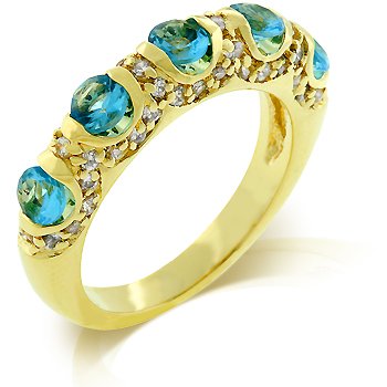 Cubic Zirconia Fashion Ring in Aqua Blue, size 8
