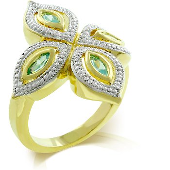 Aqua Cubic Zirconia Fashion Ring, size 8