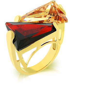 Cubic Zirconia Fashion Ring in red & champagne, size 8