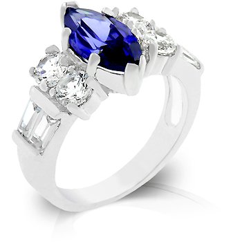 Cubic Zirconia Fashion Ring in Blue, size 8