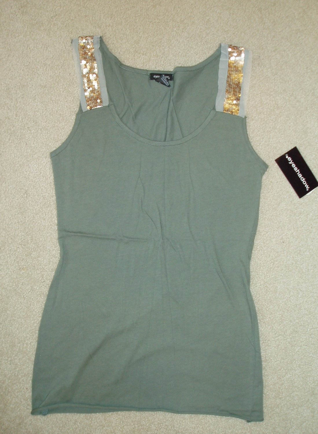 Junior, women's green tank top, size Large, L