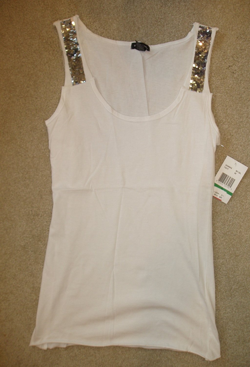 Junior, women's white tank top, size Large, L