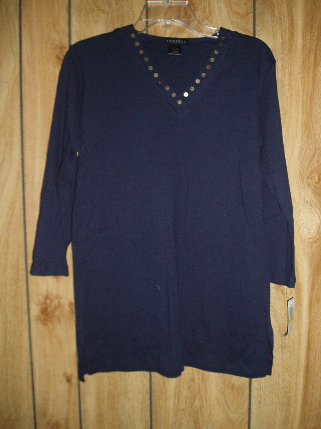 Project dark blue top with 3/4 sleeve, size Medium, M