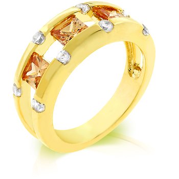 Cubic Zirconia Fashion Ring in Champagne, size 8