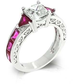 Cubic Zirconia Fashion Ring in Pink/Red/Ruby, size 8