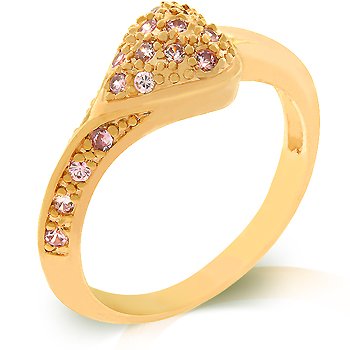 Pink Ice Fashion ring in gold color with pink cubic zirconia, size 8