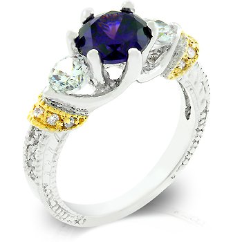 Fashion Ring with purple, amethyst Cubic Zirconia, size 8