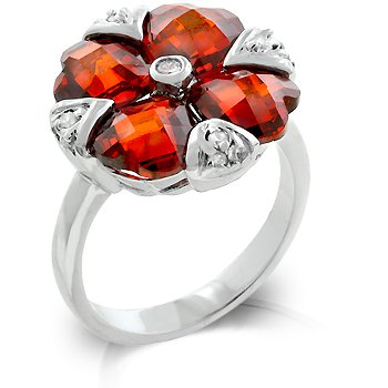 Cubic Zirconia Fashion Ring in ruby red, size 8