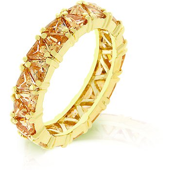 Fashion ring with pale champagne cubic zirconia, size 8