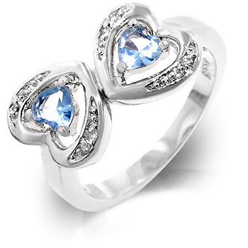 Cubic Zirconia Fashion Ring in Ocean Blue, size 8