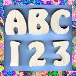 Delightful 6 Inch Wooden Letters Numbers Pine