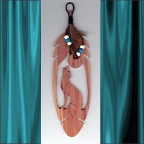 Coyote Aromatic Cedar Feather Wall Hanging