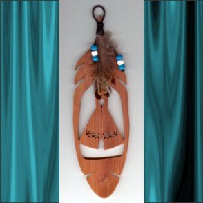 Indian Tepee Aromatic Cedar Feather Wall Hanging
