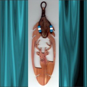 Buck Deer Aromatic Cedar Feather Wall Hanging