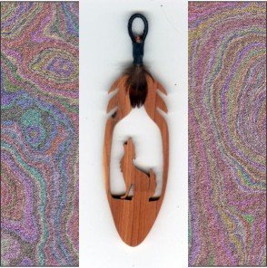 Small Coyote Aromatic Cedar Feather Wall Hanging