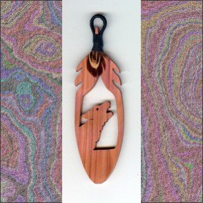 Small Wolf Aromatic Cedar Feather Wall Hanging