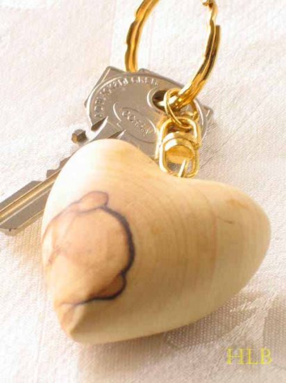 Jerusalem Olive Wood Carved Heart Key Chain
