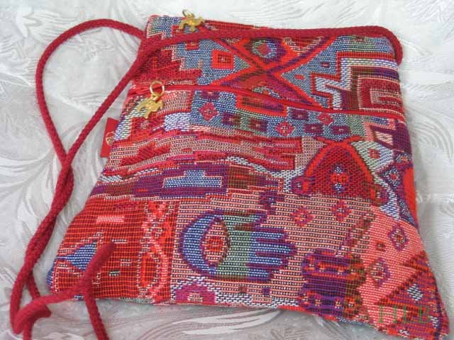Triangle - Ethnic Red/Pink Hamsa Pattern Bag Purse Handbag